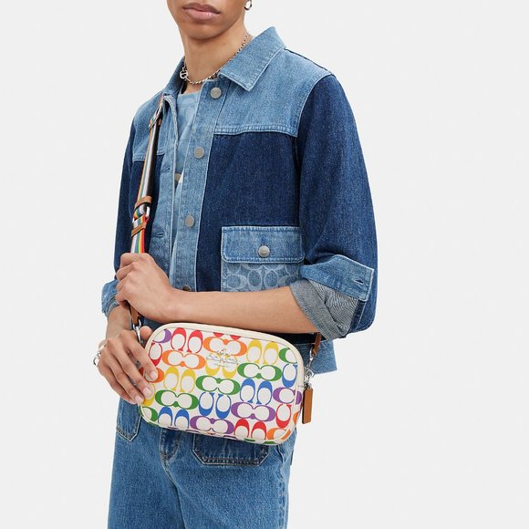 🌈 Coach Jamie Camera Bag In Rainbow Signature Canvas *Special Edition* - Picture 6 of 14